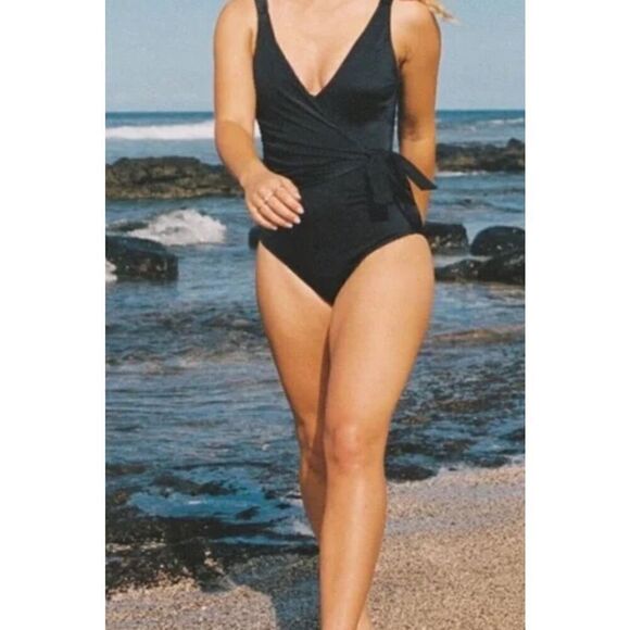 New. HAH (Hot As Hell) black wrap one piece swimsuit. Large. Retails $189 - Picture 4 of 12